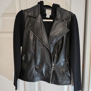 Joie Black Leather Jacket with Zipper Details